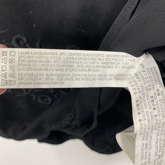 2/$30 ZARA Embroidered Faux Suede Tunic Dress M Black Scalloped Meshed #5213 - Picture 13 of 15